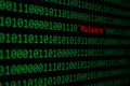 Red Malware and Binary code Concept Security and Malware attack. Royalty Free Stock Photo