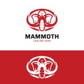Red Mammoth Elephant Head Logo Design Template