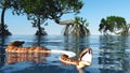 Snake in red mangroves on Florida coast 3d rendering Royalty Free Stock Photo