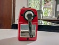 red manual pencil sharpener