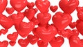 Red many heart abstract background 3d render