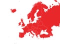 Red Map of Europe With Countries on White Background Royalty Free Stock Photo