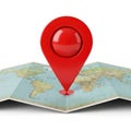 Red map marker on world map isolated on white background Royalty Free Stock Photo