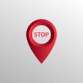 Red map markers on white background. Royalty Free Stock Photo