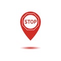 Red map markers on white background. Ideal for marking a location on a map, app or website Royalty Free Stock Photo