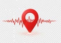 red map pin icon is centered, superimposed on a grid Royalty Free Stock Photo