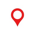 Red map pin icon in flat style. Pointer symbol, marker sign, gps position, navigation button. Vector