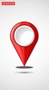 Red map pin icon illustration featuring a glossy surface with a white circular center. The Royalty Free Stock Photo