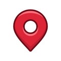 Red map pin icon, location symbol design, map marker sign Royalty Free Stock Photo