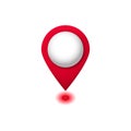 Red map pin symbol with shadow and gradient effect for navigation and location design