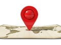 Red map pin on world map isolated on white background Royalty Free Stock Photo