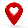 Red map pointer with heart Royalty Free Stock Photo