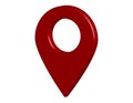 Red map pointer pin, 3d icon isolated on white Royalty Free Stock Photo