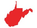 Red Map of US State of West Virginia Royalty Free Stock Photo