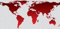 Red map of world on transparent background Royalty Free Stock Photo