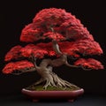 Red maple bonsai. Generative AI Royalty Free Stock Photo