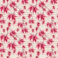 Red maple leaves with hand written text. Seamless pattern. Watercolor Royalty Free Stock Photo