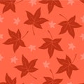 Red maple leaves vector seamless pattern background Royalty Free Stock Photo