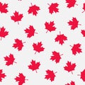 Red maple leaves seamless pattern. Canada day july 1st celebration backdrop. Royalty Free Stock Photo