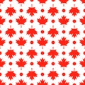 Red maple leaves on white background Canadian seamless pattern. Canada Day background. Vector template for Canadian Royalty Free Stock Photo