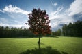 Red maple tree in backyard Royalty Free Stock Photo