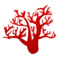 Red marine coral icon, cartoon style