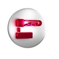 Red Marked key icon isolated on transparent background. Silver circle button. Royalty Free Stock Photo