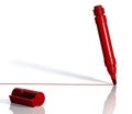 Red marker draws a line. 3d Royalty Free Stock Photo