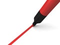 Red marker draws a line on white Royalty Free Stock Photo