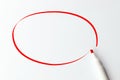 Red marker pen and blank drawing circle Royalty Free Stock Photo
