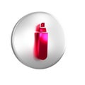 Red Marker pen icon isolated on transparent background. Silver circle button. Royalty Free Stock Photo