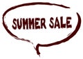 Red marker sketched speech bubble with SUMMER SALE message.