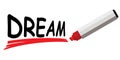 Red marker underlining word dream Royalty Free Stock Photo