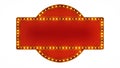 Red marquee light board sign retro on white background