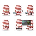 Red marshmallow twist Programmer cute cartoon character with