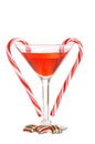 Red martini with christmas candies Royalty Free Stock Photo