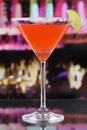 Red Martini Cocktail in a glass in a bar Royalty Free Stock Photo