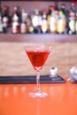 Red martini drink cocktail in a bar Royalty Free Stock Photo