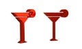 Red Martini glass icon isolated on transparent background. Cocktail icon. Wine glass icon. Royalty Free Stock Photo