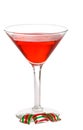 Red martini with three christmas candies Royalty Free Stock Photo