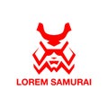 Red mask samurai. Abstract geometric combat logo design.