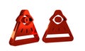 Red Masons symbol All-seeing eye of God icon isolated on transparent background. The eye of Providence in the triangle.