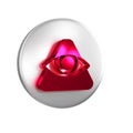 Red Masons symbol All-seeing eye of God icon isolated on transparent background. The eye of Providence in the triangle