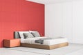 Red master bedroom corner with orange tables Royalty Free Stock Photo