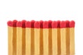 Red matches in a row Royalty Free Stock Photo