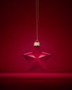 Red matt five-pointed star bauble