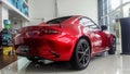 Red Mazda Miata MX-5 RF inside Mazda dealership Royalty Free Stock Photo