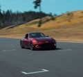 Red Mazda Mx5 on the racetrack Royalty Free Stock Photo