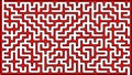 Red maze puzzle with one entrance one exit, vector illustration,labyrinth puzzle game for kid.