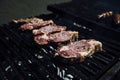Red Meat Preparetion on a grill Royalty Free Stock Photo